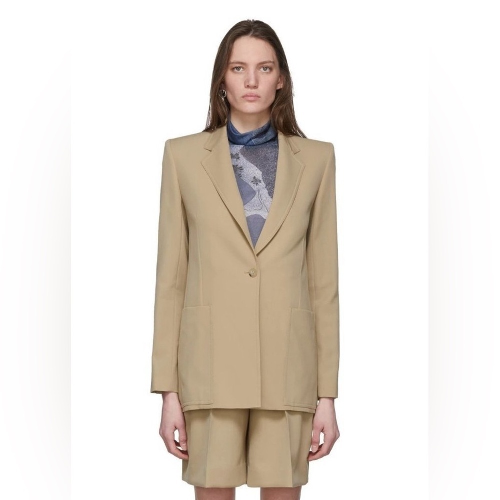 Victoria Beckham Oversized Wool Blazer Beige Size 2 - Picture 2 of 14